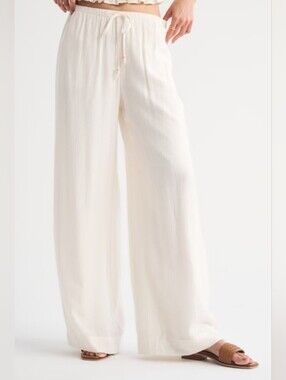 Abercrombie & Fitch Satin Pull Pants - Cream